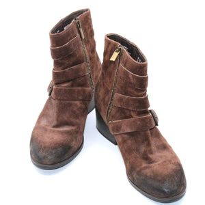 Clarks Elvina Haze Distressed Suede Ankle Boots, Brown, Size 8.5